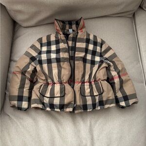 Burberry Kids Beige Checkered Puffer Jacket